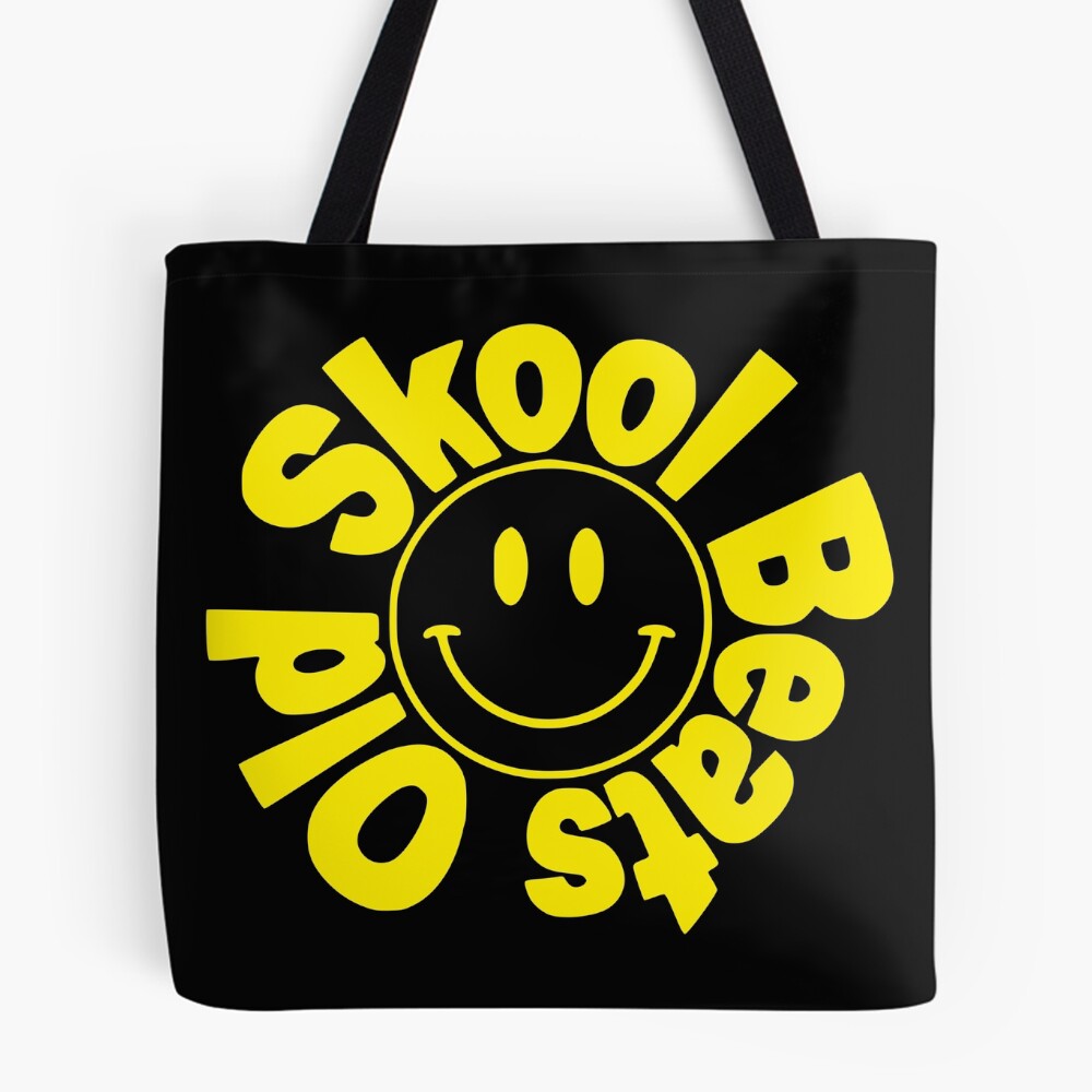 Old Skool Beats yellow logo tote bag